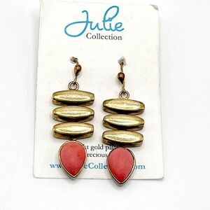 Julie Collections Drop Earrings -- 14K Gold Plated with Semi-precious stone